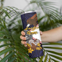 American Samoa Eagle Kava Bowl Skinny Tumbler Plumeria Polynesian Pattern