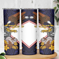 American Samoa Eagle Kava Bowl Skinny Tumbler Plumeria Polynesian Pattern
