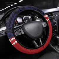 American Samoa Eagle Kava Bowl Steering Wheel Cover Plumeria Polynesian Pattern