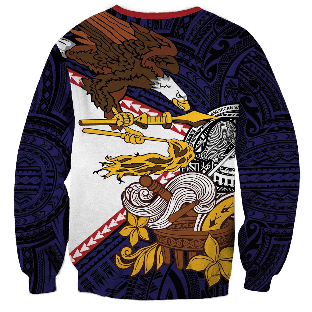 American Samoa Eagle Kava Bowl Sweatshirt Plumeria Polynesian Pattern