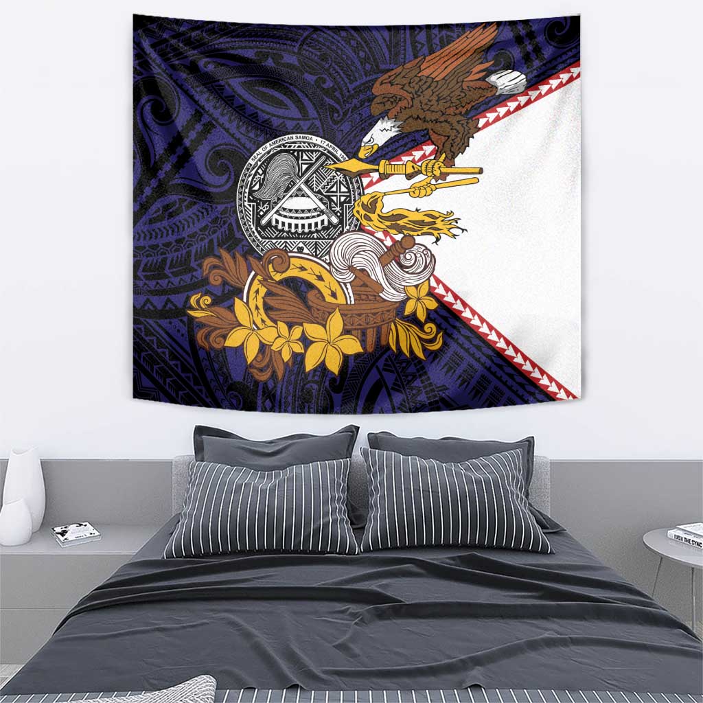 American Samoa Eagle Kava Bowl Tapestry Plumeria Polynesian Pattern