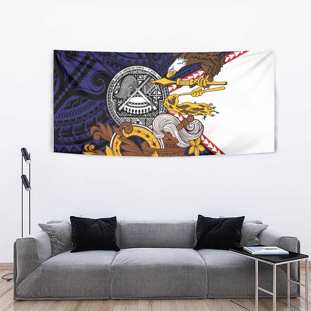 American Samoa Eagle Kava Bowl Tapestry Plumeria Polynesian Pattern