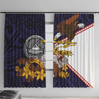 American Samoa Eagle Kava Bowl Window Curtain Plumeria Polynesian Pattern
