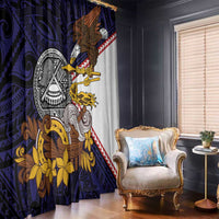 American Samoa Eagle Kava Bowl Window Curtain Plumeria Polynesian Pattern