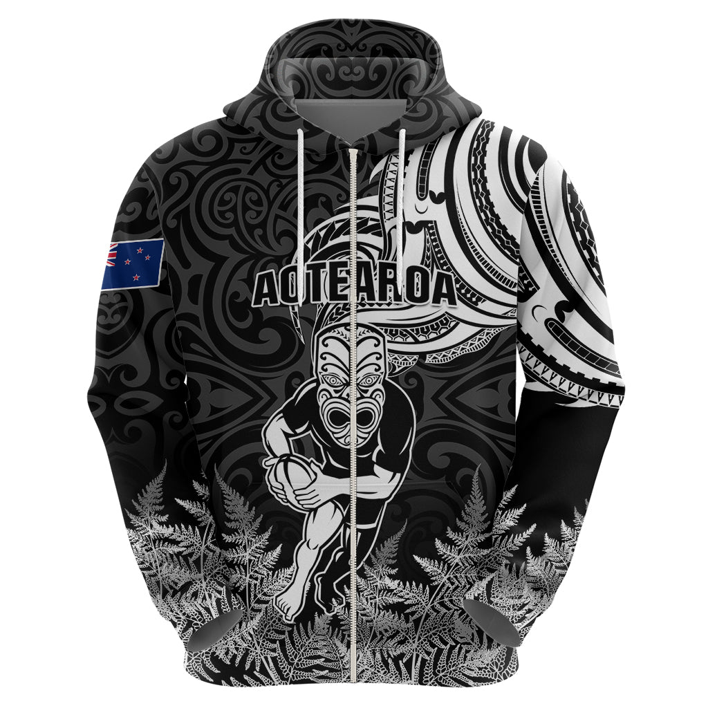 New Zealand Silver Fern Rugby Hoodie Maori Tiki Player With Ta Moko Tribal LT01 - Polynesian Pride