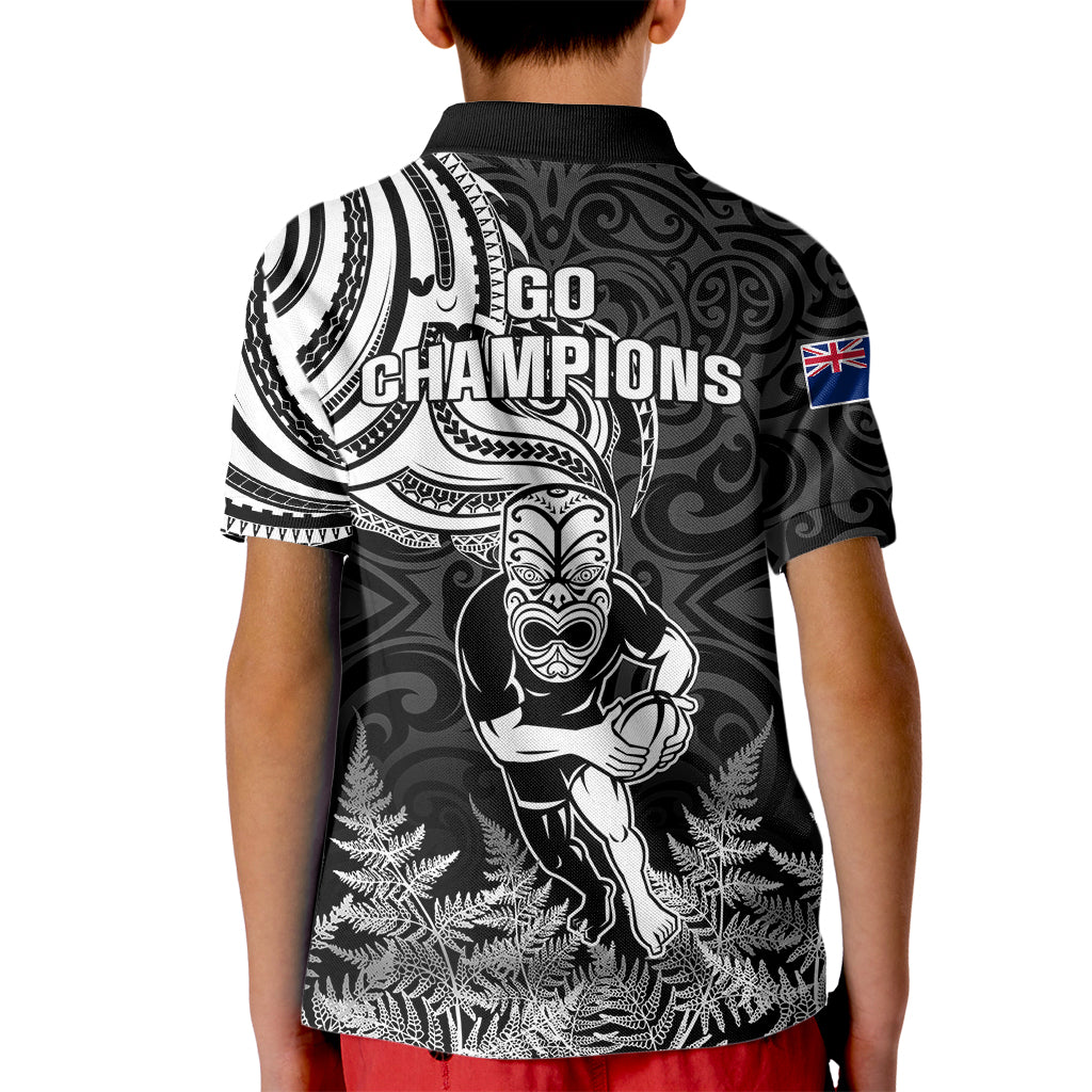 New Zealand Silver Fern Rugby Kid Polo Shirt Maori Tiki Player With Ta Moko Tribal LT01 - Polynesian Pride