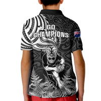 New Zealand Silver Fern Rugby Kid Polo Shirt Maori Tiki Player With Ta Moko Tribal LT01 - Polynesian Pride