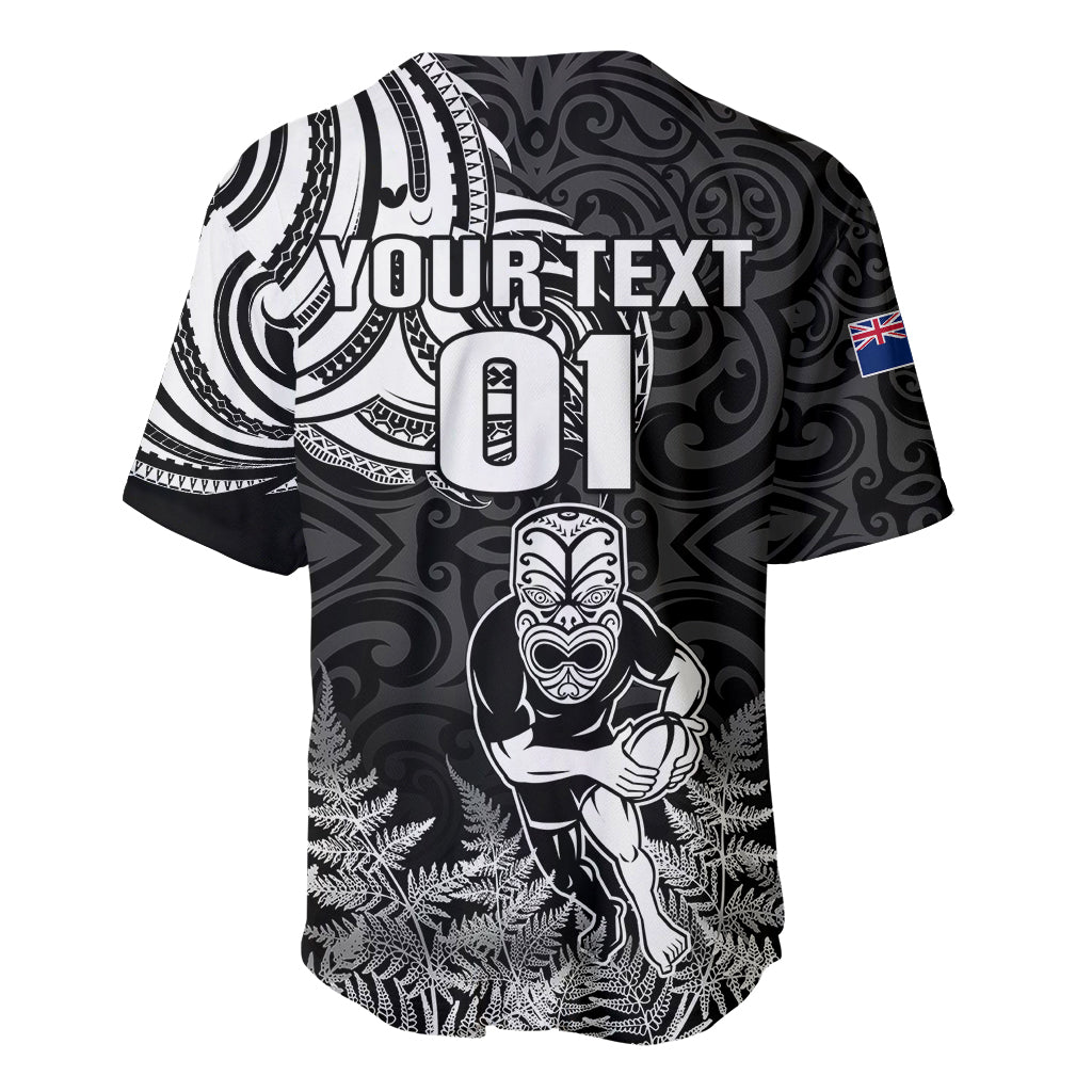 Custom New Zealand Silver Fern Rugby Baseball Jersey Maori Tiki Player With Ta Moko Tribal LT01 - Polynesian Pride