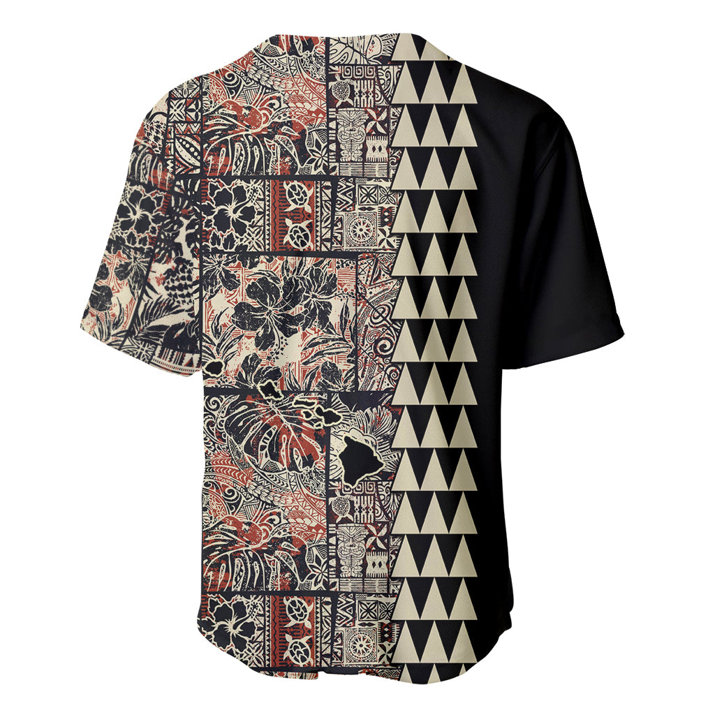 Hawaiian Quilt Baseball Jersey Hibiscus Kakau Vintage Style LT01 - Polynesian Pride