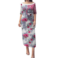 Hawaii Kakau Mix Paisley Pattern Family Matching Puletasi Dress and Hawaiian Shirt Polynesian Tropical Unique Style LT01 Mom's Dress White - Polynesian Pride