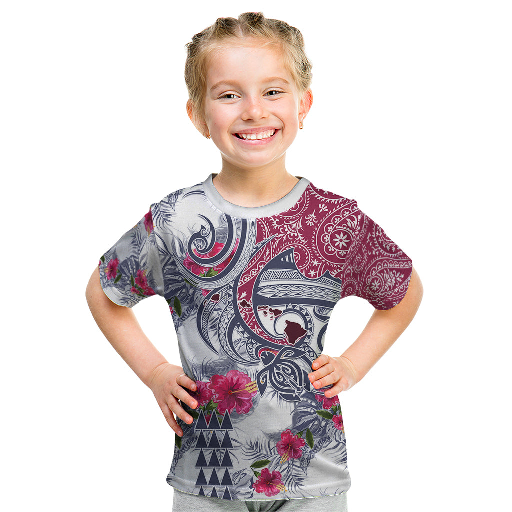 Hawaii Kakau Mix Paisley Pattern Kid T Shirt Polynesian Tropical Unique Style LT01 White - Polynesian Pride