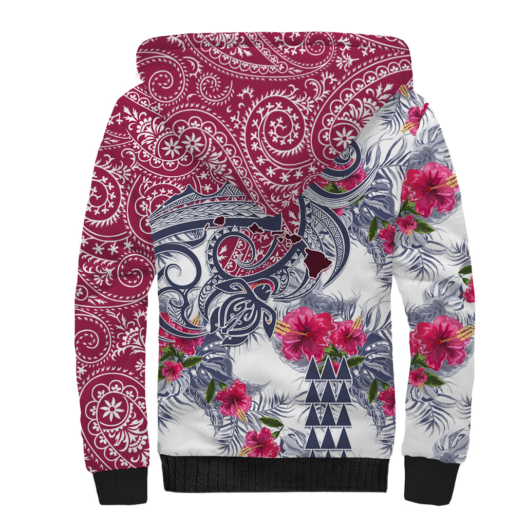 Hawaii Kakau Mix Paisley Pattern Sherpa Hoodie Polynesian Tropical Unique Style LT01 - Polynesian Pride