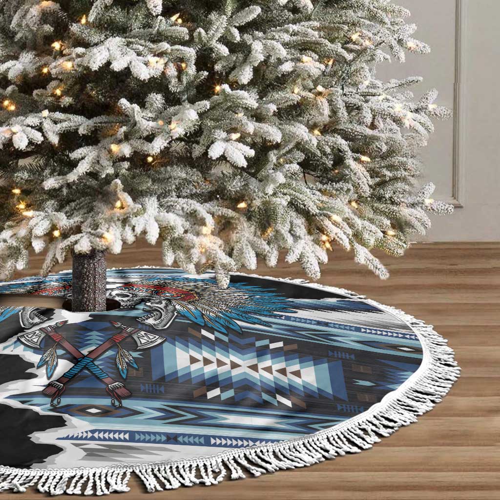 Native American Chief Skull With Axe Tree Skirt - Polynesian Pride