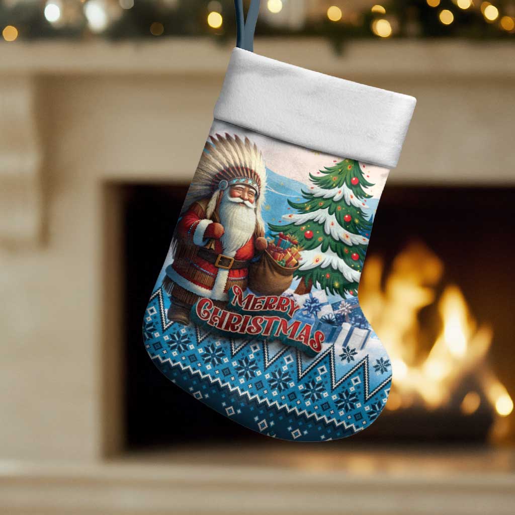 Native American Santa Claus Christmas Stocking Merry Christmas 2025 - Polynesian Pride