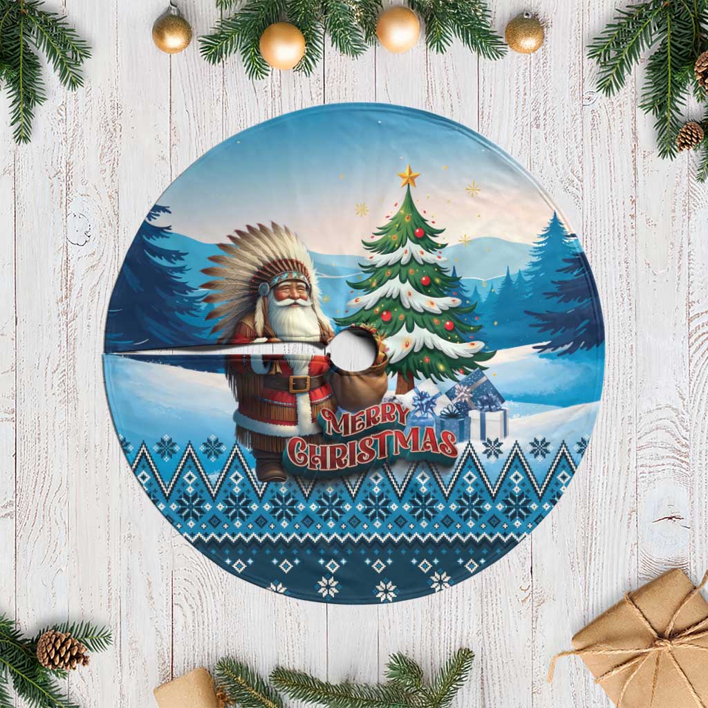 Native American Santa Claus Tree Skirt Merry Christmas 2025 - Polynesian Pride