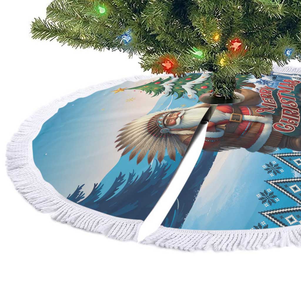 Native American Santa Claus Tree Skirt Merry Christmas 2025 - Polynesian Pride