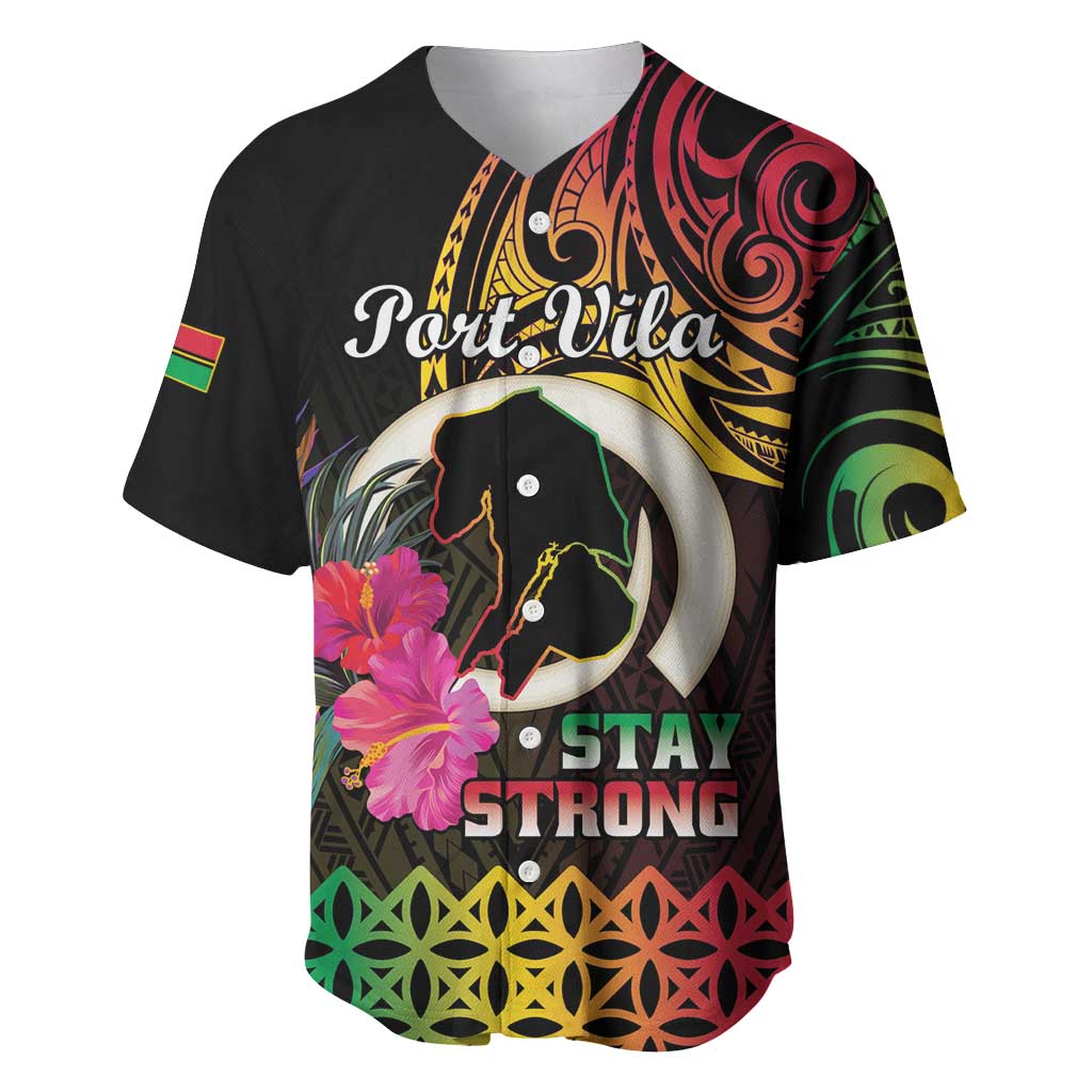 Personalised Vanuatu Port Vila Stay Strong Baseball Jersey Long God Yumi Stanap LT01 Black - Polynesian Pride