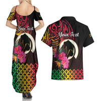 Personalised Vanuatu Port Vila Stay Strong Couples Matching Summer Maxi Dress and Hawaiian Shirt Long God Yumi Stanap