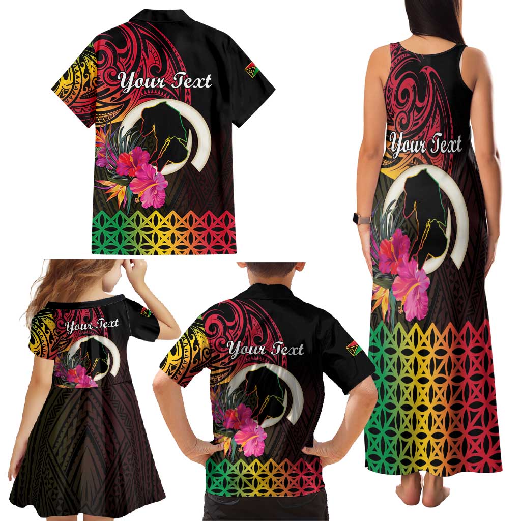 Personalised Vanuatu Port Vila Stay Strong Family Matching Tank Maxi Dress and Hawaiian Shirt Long God Yumi Stanap