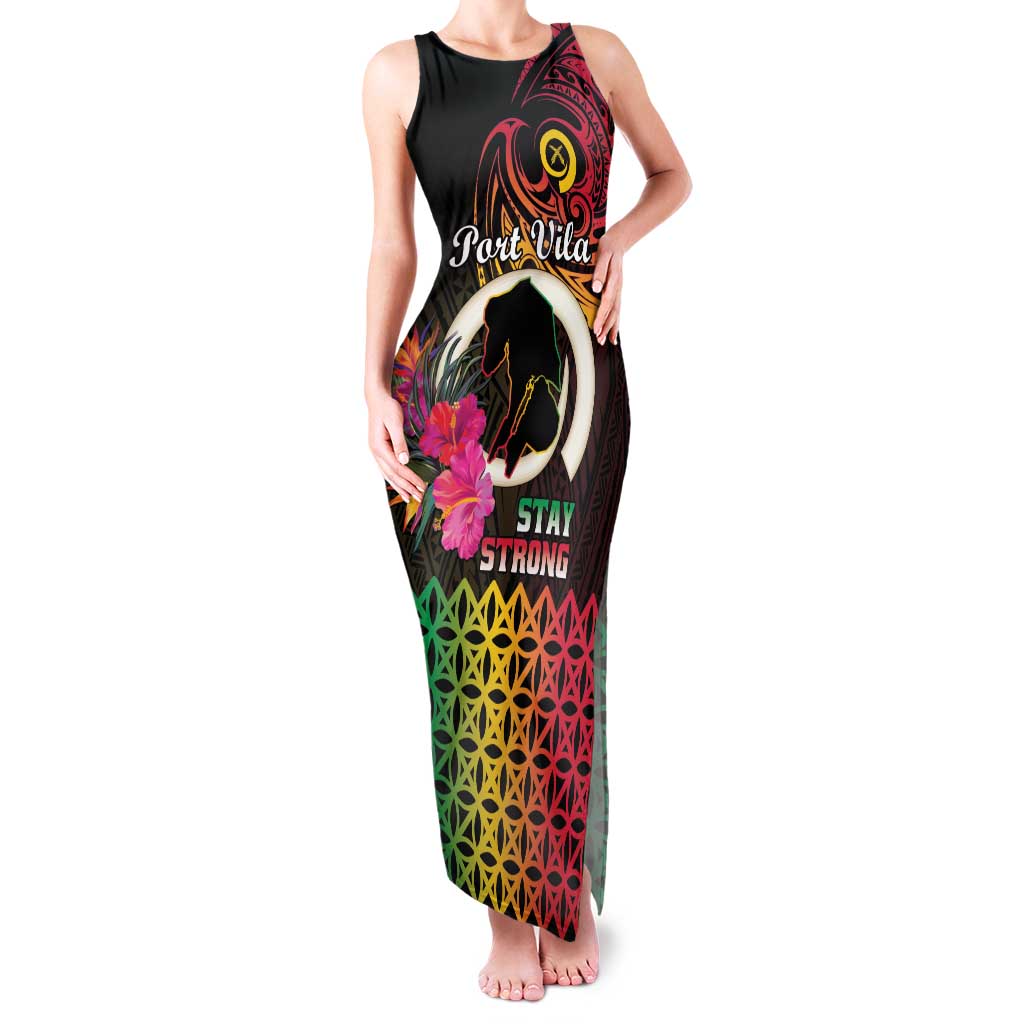 Personalised Vanuatu Port Vila Stay Strong Family Matching Tank Maxi Dress and Hawaiian Shirt Long God Yumi Stanap