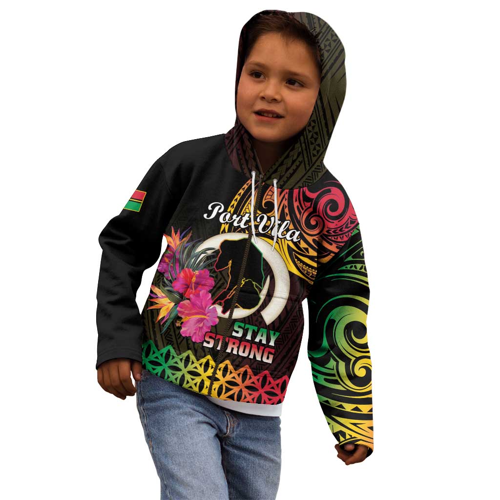 Personalised Vanuatu Port Vila Stay Strong Kid Hoodie Long God Yumi Stanap