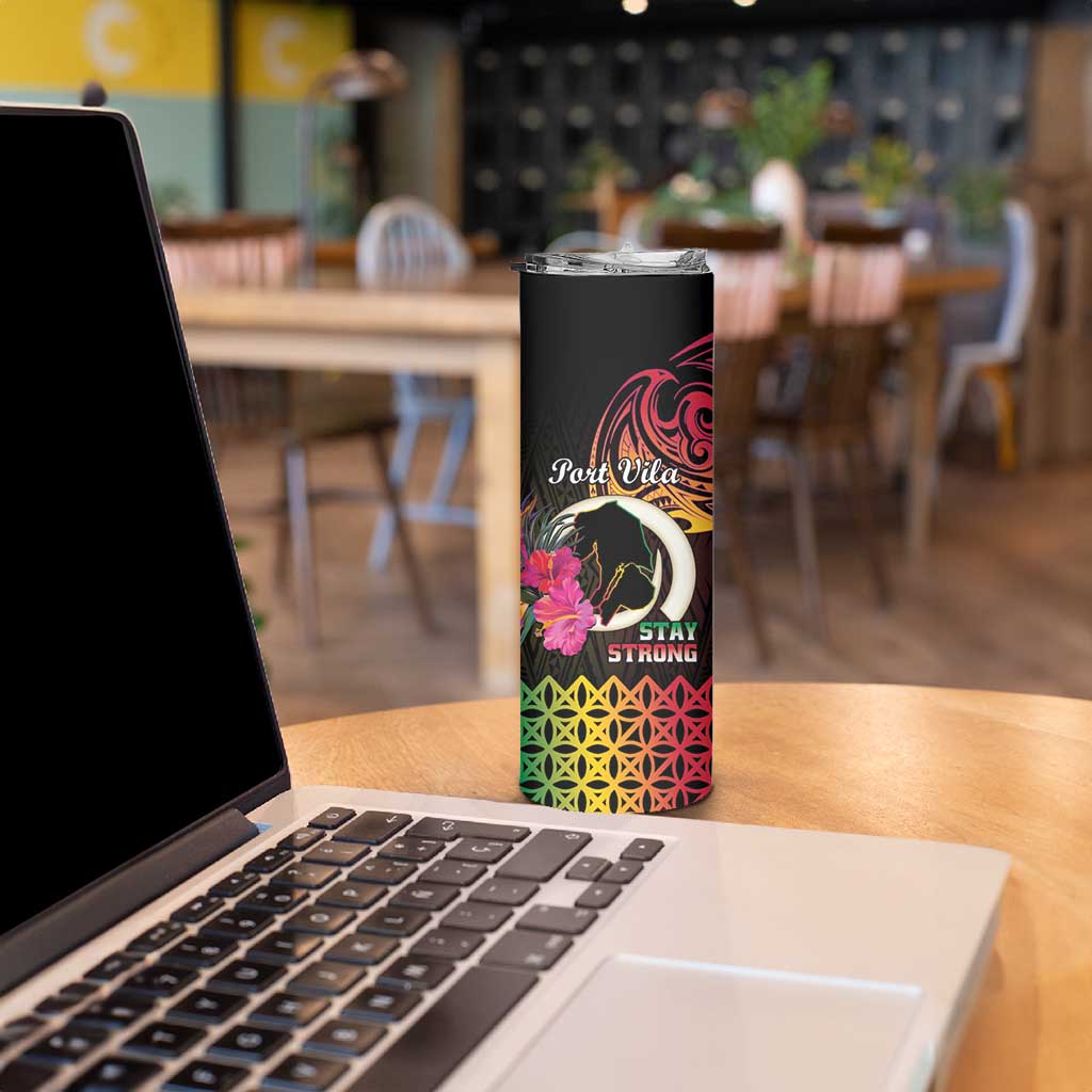 Personalised Vanuatu Port Vila Stay Strong Skinny Tumbler Long God Yumi Stanap