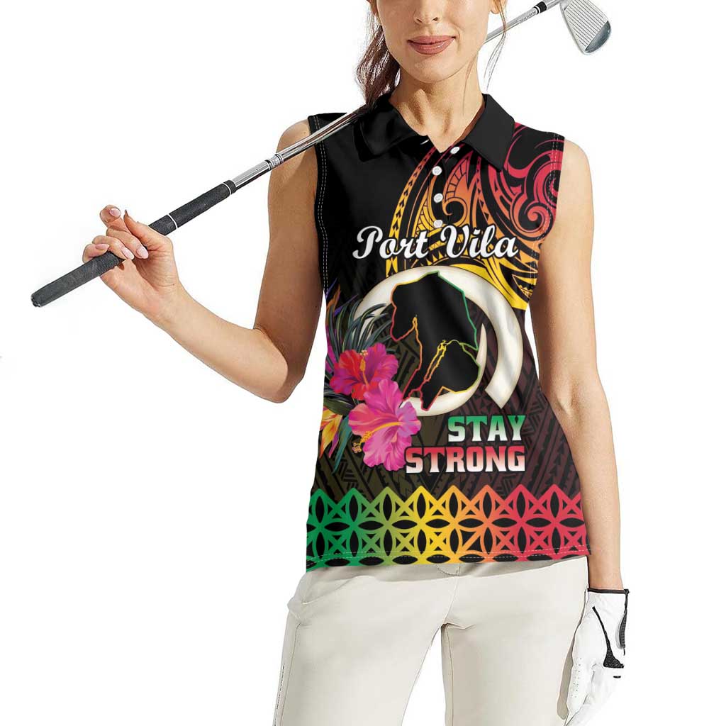 Personalised Vanuatu Port Vila Stay Strong Women Sleeveless Polo Shirt Long God Yumi Stanap