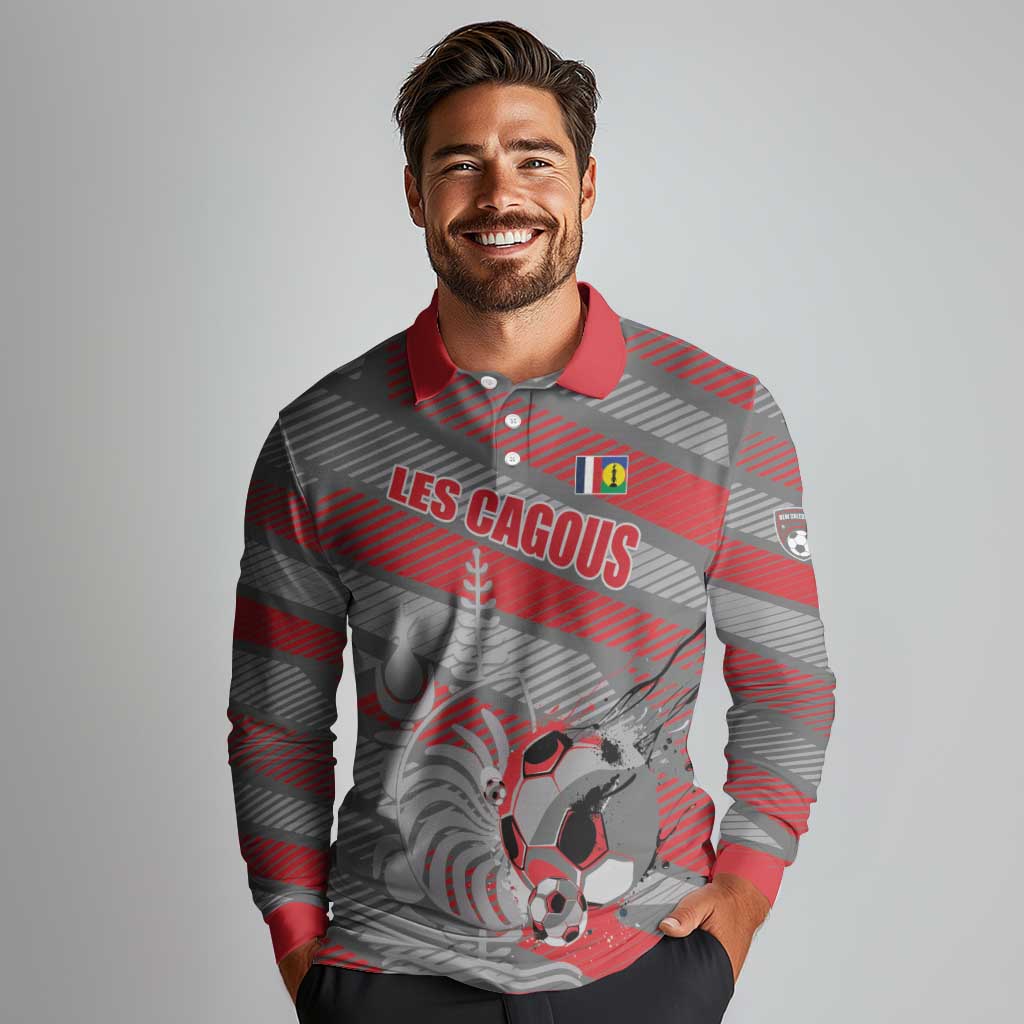 Custom Football 2026 New Caledonia Long Sleeve Polo Shirt Kagus Come On LT01 - Polynesian Pride