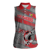 Custom Football 2026 New Caledonia Women Sleeveless Polo Shirt Kagus Come On LT01 Female Gray - Polynesian Pride