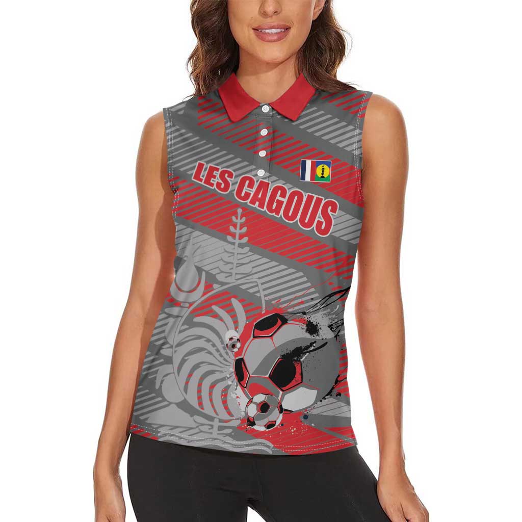 Custom Football 2026 New Caledonia Women Sleeveless Polo Shirt Kagus Come On LT01 - Polynesian Pride