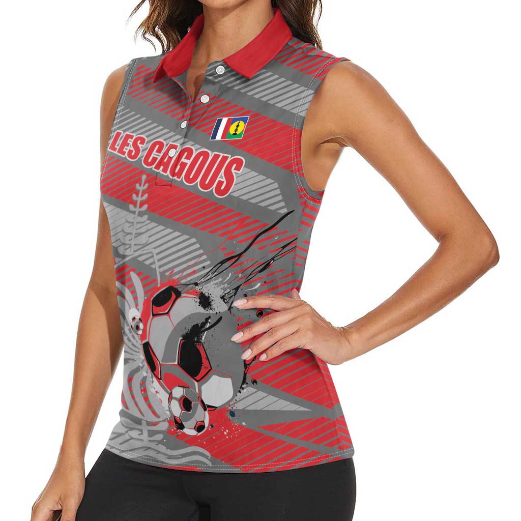 Custom Football 2026 New Caledonia Women Sleeveless Polo Shirt Kagus Come On LT01 - Polynesian Pride