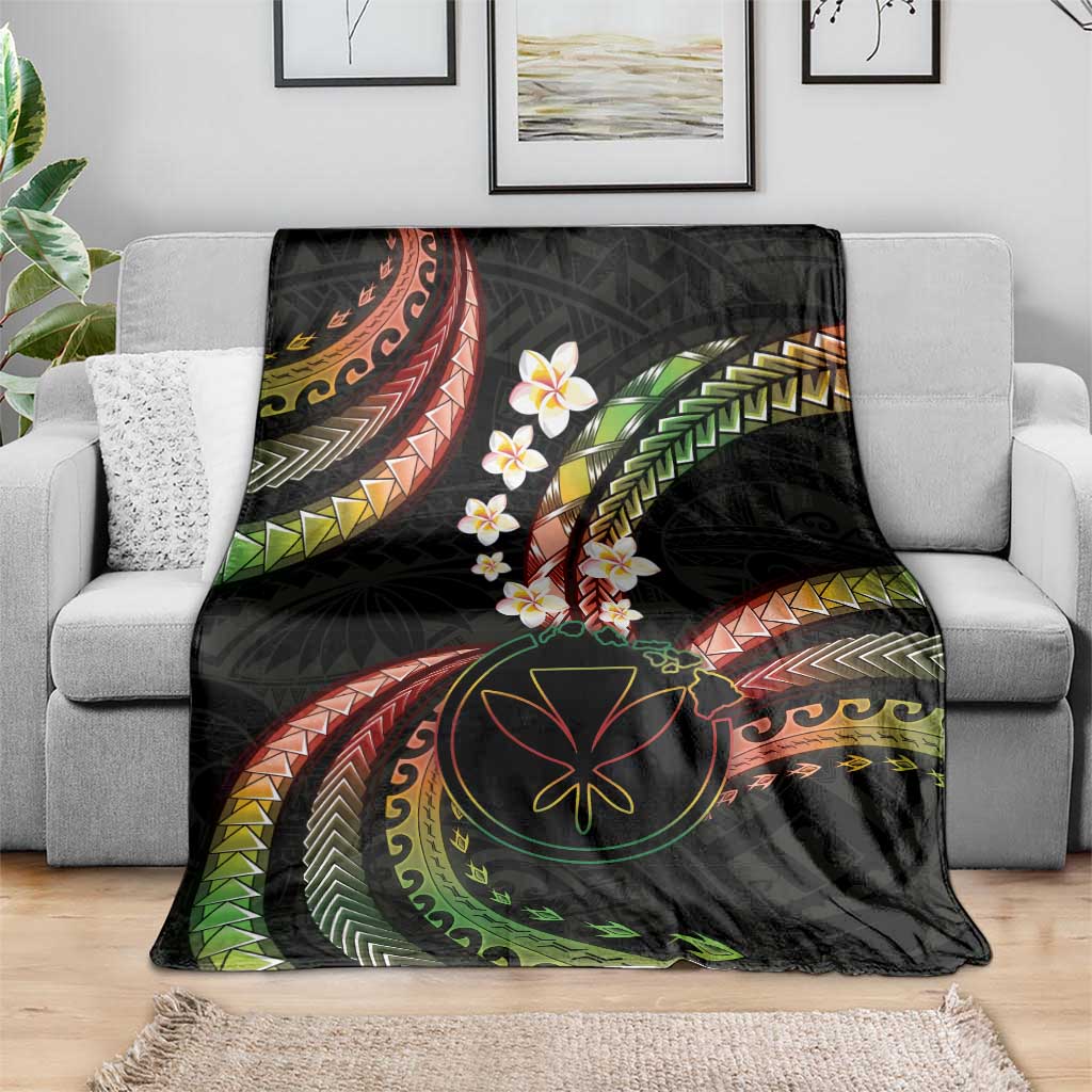 Hawaii Map Kanaka Maoli Blanket Fantastic Frangipani Reggae
