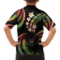 Hawaii Map Kanaka Maoli Family Matching Long Sleeve Bodycon Dress and Hawaiian Shirt Fantastic Frangipani Reggae