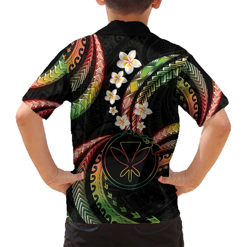 Hawaii Map Kanaka Maoli Family Matching Off Shoulder Short Dress and Hawaiian Shirt Fantastic Frangipani Reggae