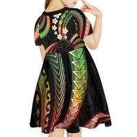 Hawaii Map Kanaka Maoli Kid Short Sleeve Dress Fantastic Frangipani Reggae