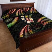 Hawaii Map Kanaka Maoli Quilt Bed Set Fantastic Frangipani Reggae