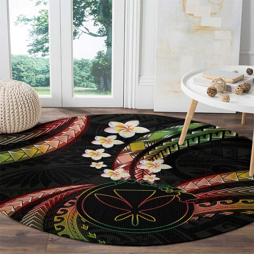 Hawaii Map Kanaka Maoli Round Carpet Fantastic Frangipani Reggae