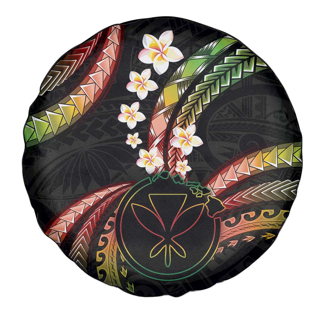 Hawaii Map Kanaka Maoli Spare Tire Cover Fantastic Frangipani Reggae