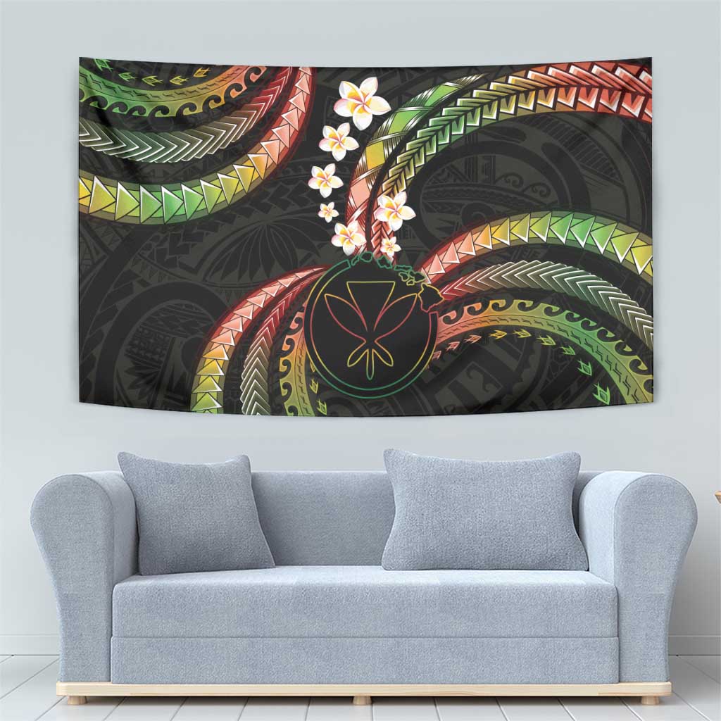 Hawaii Map Kanaka Maoli Tapestry Fantastic Frangipani Reggae