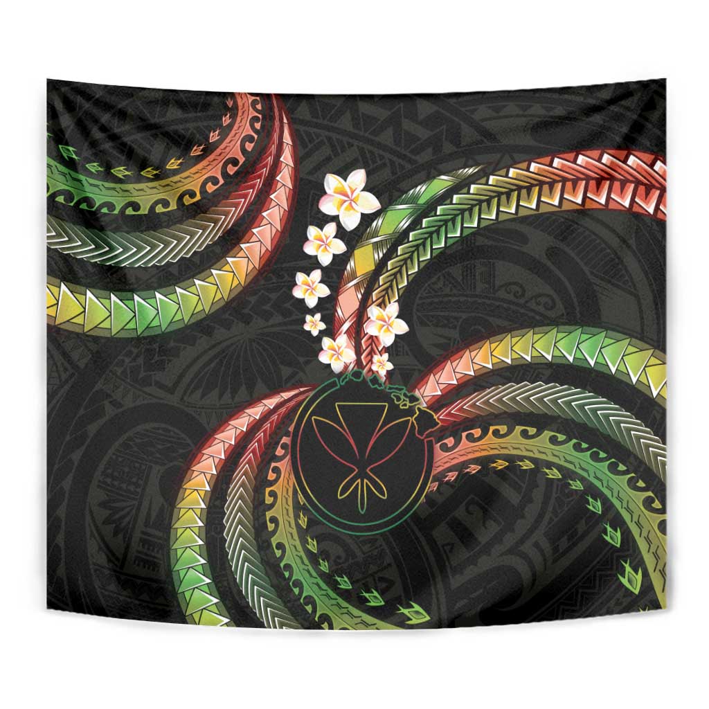 Hawaii Map Kanaka Maoli Tapestry Fantastic Frangipani Reggae