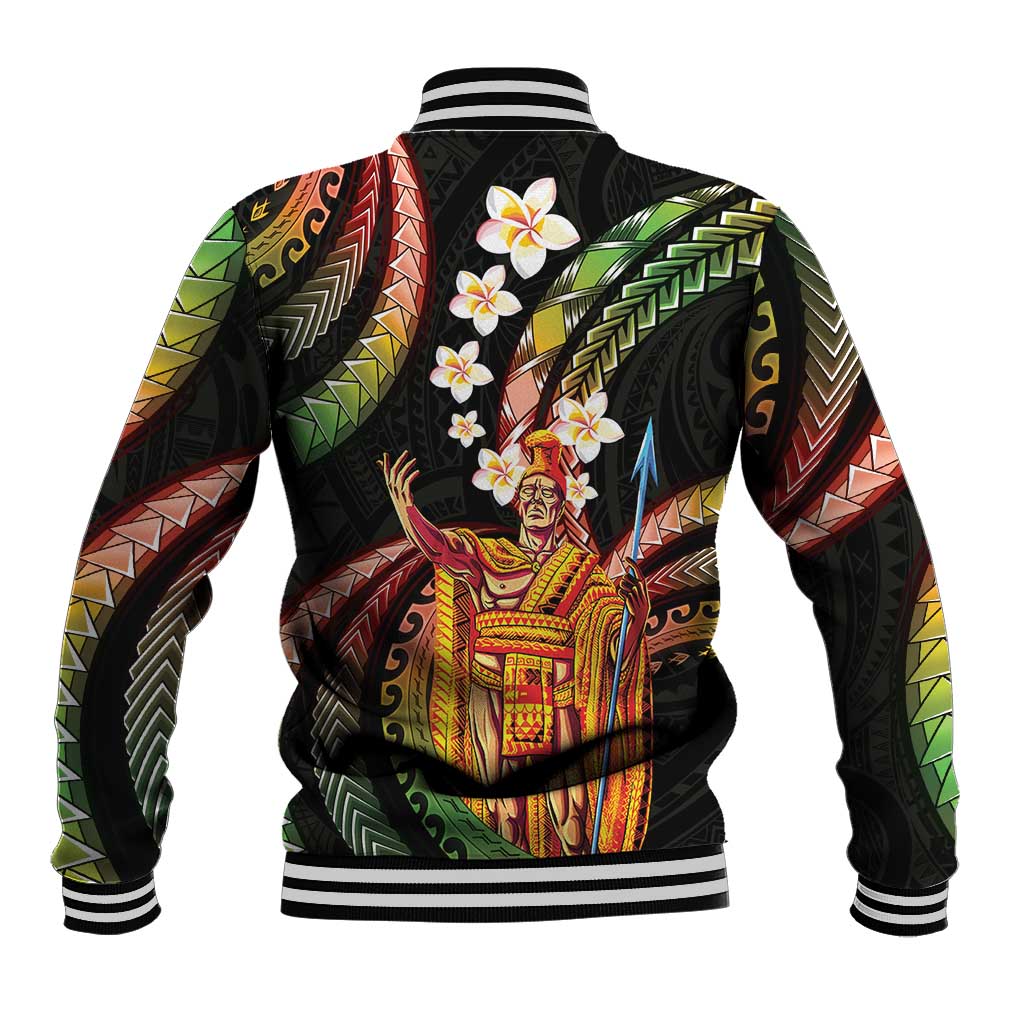 Hawaii King Kamehameha Baseball Jacket Fantastic Plumeria Reggae