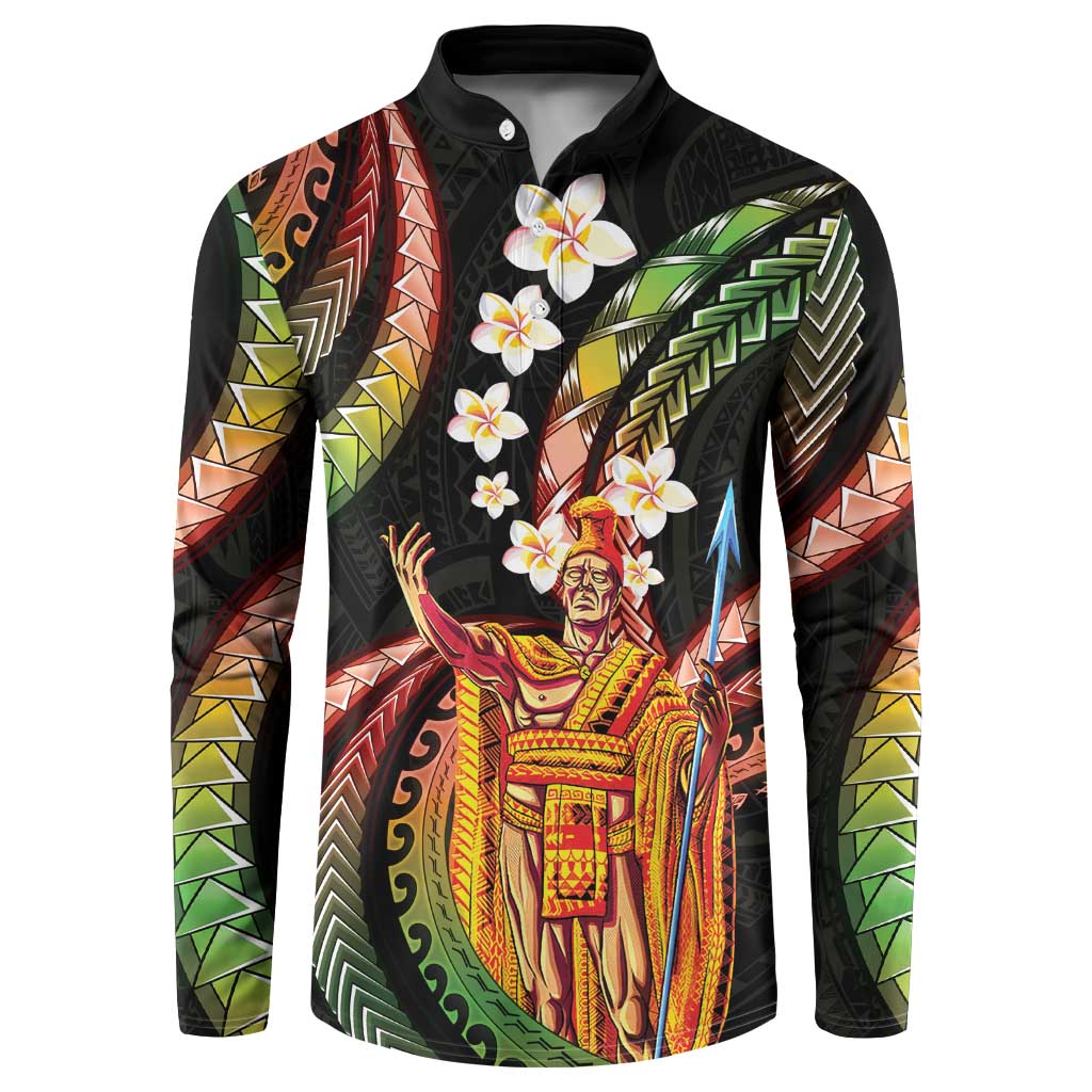 Hawaii King Kamehameha Button Sweatshirt Fantastic Plumeria Reggae