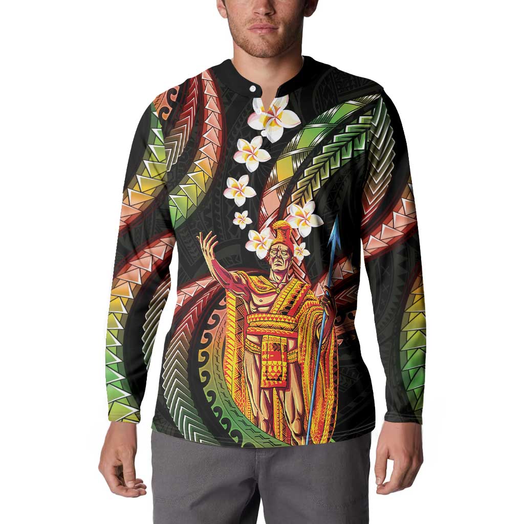 Hawaii King Kamehameha Button Sweatshirt Fantastic Plumeria Reggae