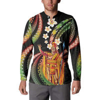 Hawaii King Kamehameha Button Sweatshirt Fantastic Plumeria Reggae