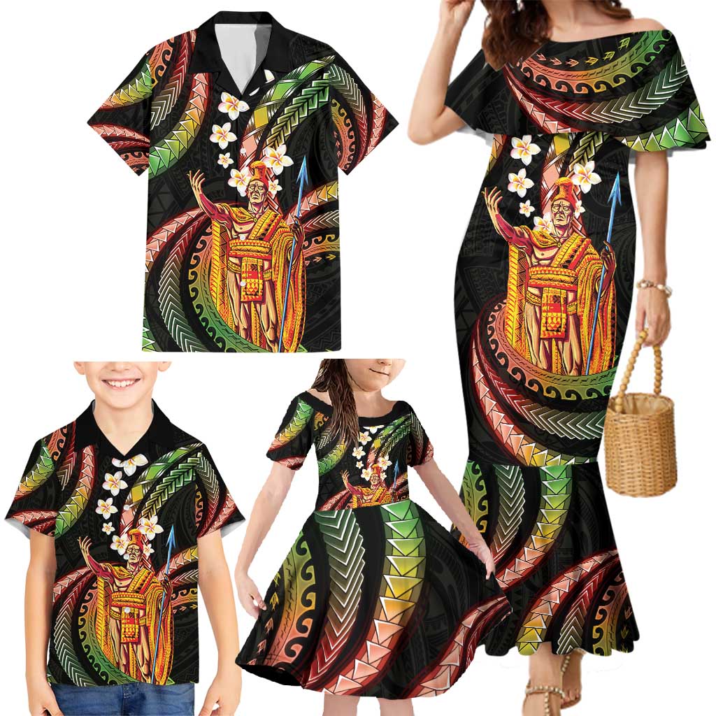 Hawaii King Kamehameha Family Matching Mermaid Dress and Hawaiian Shirt Fantastic Plumeria Reggae