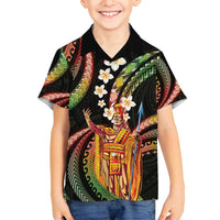 Hawaii King Kamehameha Family Matching Off Shoulder Short Dress and Hawaiian Shirt Fantastic Plumeria Reggae