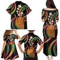Hawaii King Kamehameha Family Matching Puletasi and Hawaiian Shirt Fantastic Plumeria Reggae