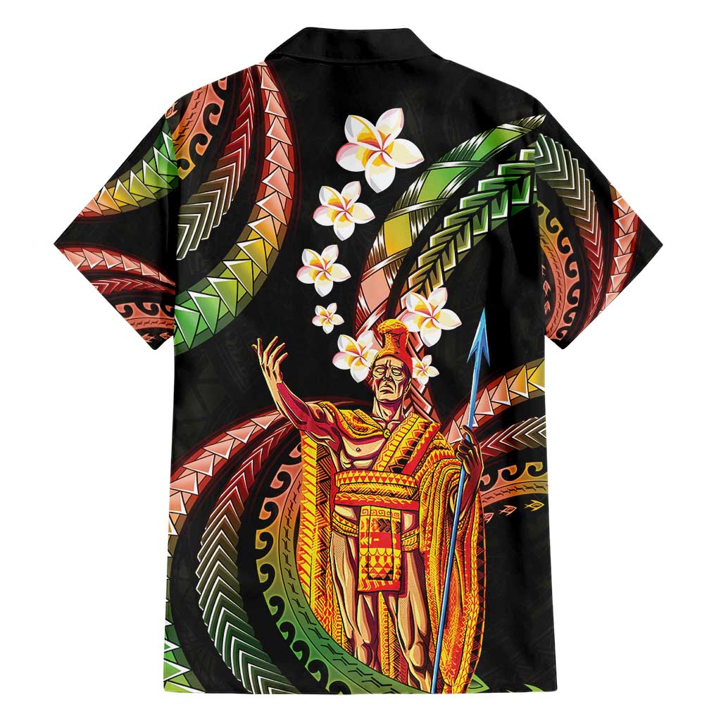 Hawaii King Kamehameha Family Matching Short Sleeve Bodycon Dress and Hawaiian Shirt Fantastic Plumeria Reggae
