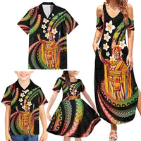 Hawaii King Kamehameha Family Matching Summer Maxi Dress and Hawaiian Shirt Fantastic Plumeria Reggae