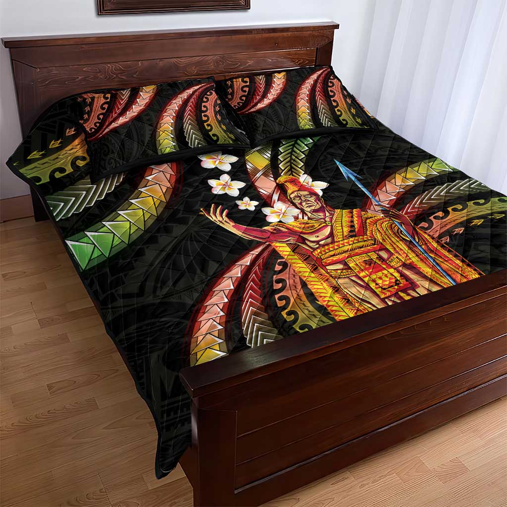 Hawaii King Kamehameha Quilt Bed Set Fantastic Plumeria Reggae